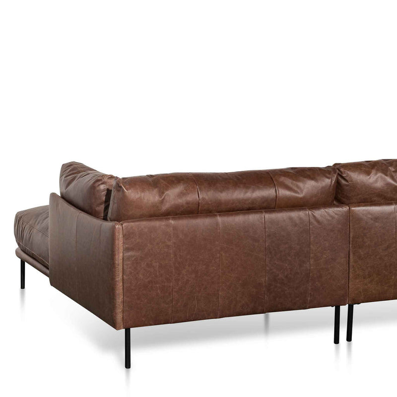 CLC6434-KSO 4 Seater Right Chaise Leather Sofa - Dark Brown