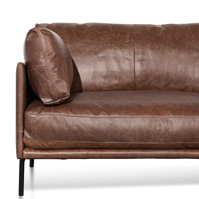 CLC6434-KSO 4 Seater Right Chaise Leather Sofa - Dark Brown