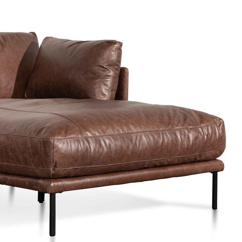 CLC6434-KSO 4 Seater Right Chaise Leather Sofa - Dark Brown