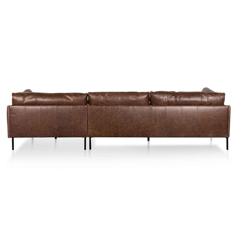 CLC6434-KSO 4 Seater Right Chaise Leather Sofa - Dark Brown