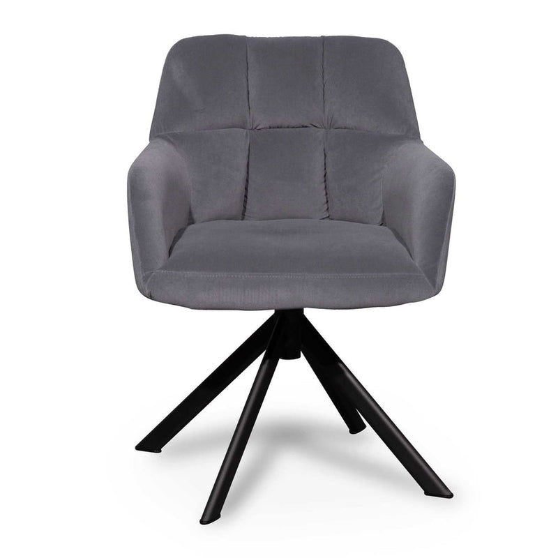 Visitor Chair - Dark Grey Velvet with Black Legs