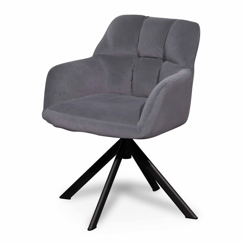 Visitor Chair - Dark Grey Velvet with Black Legs