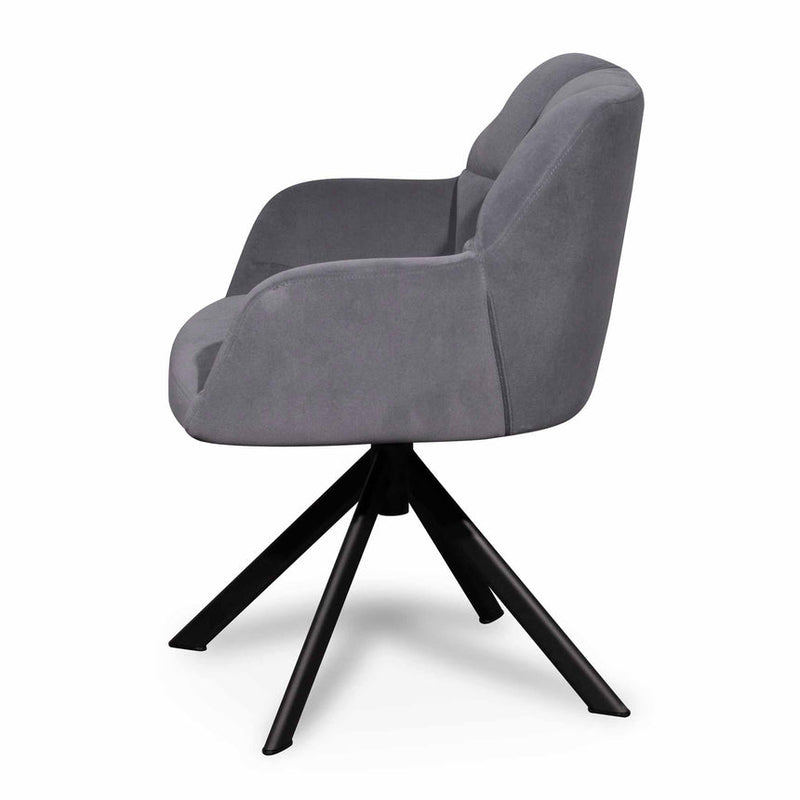 Visitor Chair - Dark Grey Velvet with Black Legs