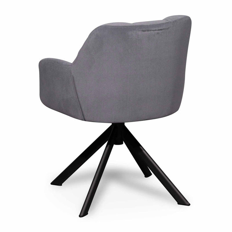 Visitor Chair - Dark Grey Velvet with Black Legs