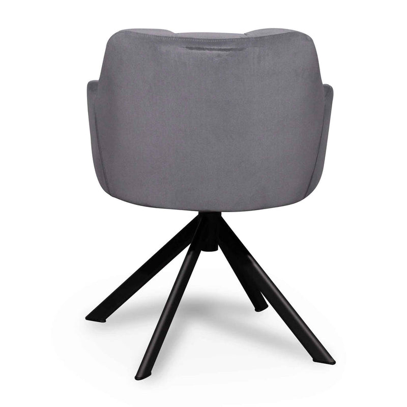 Visitor Chair - Dark Grey Velvet with Black Legs