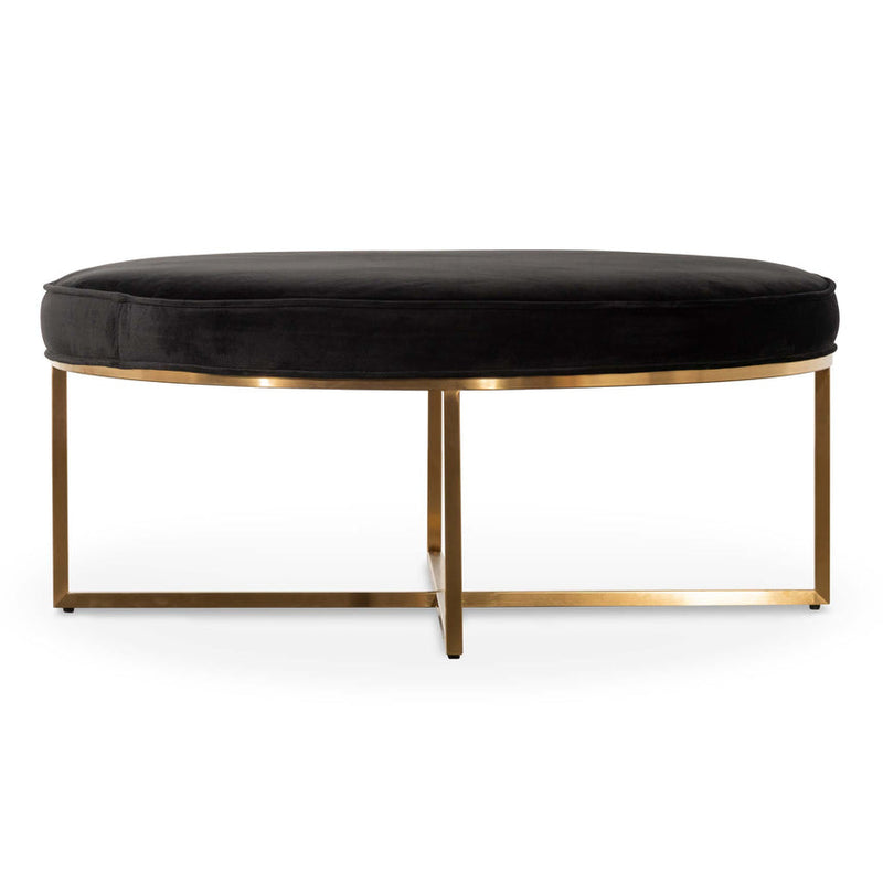 100cmx46cm Ottoman - Black Velvet