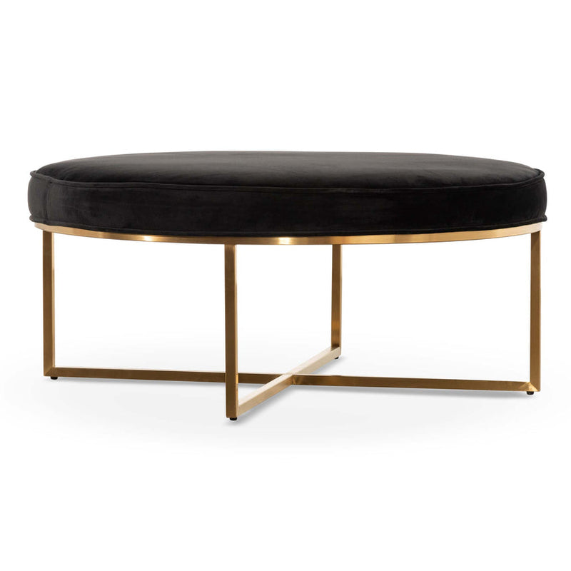 100cmx46cm Ottoman - Black Velvet