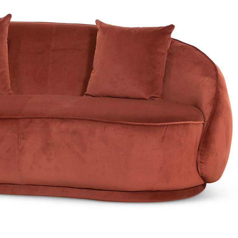 Velvet 3 Seater Sofa - Rustic Orange