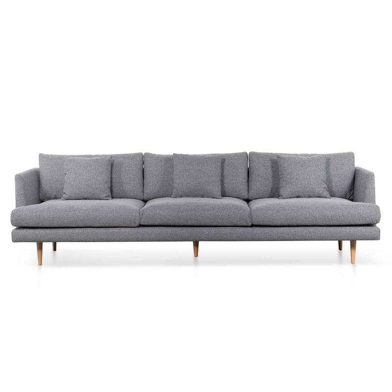 4 Seater Fabric Sofa - Graphite Grey and Natural Legs