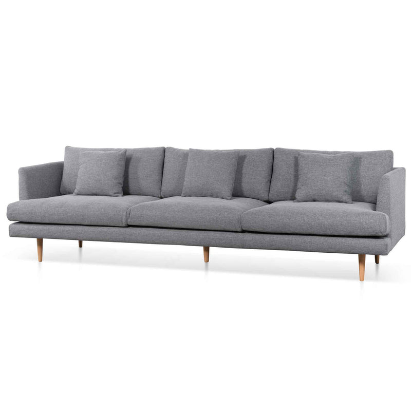 4 Seater Fabric Sofa - Graphite Grey and Natural Legs