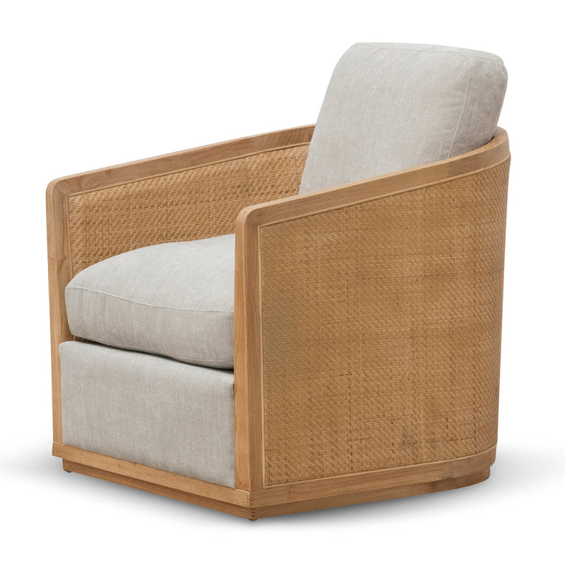 Wooden Armchair - Greige Fabric