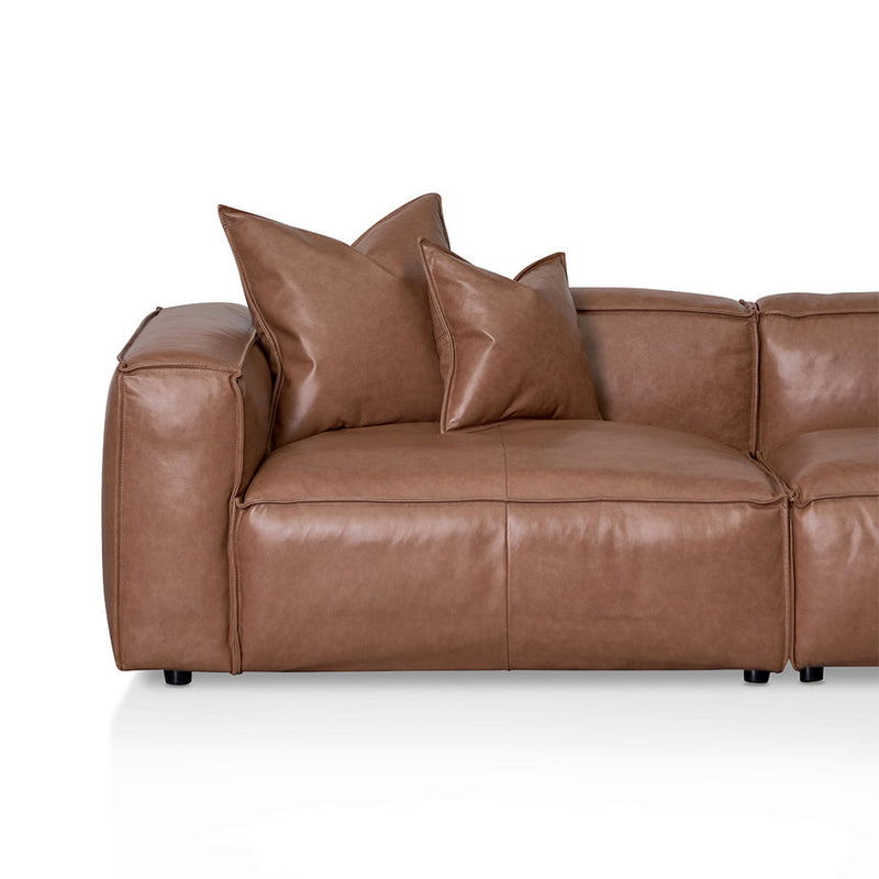 4 Seater Sofa with Cushion and Pillow - Caramel Brown