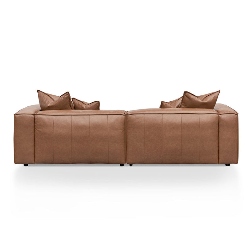 4 Seater Sofa with Cushion and Pillow - Caramel Brown