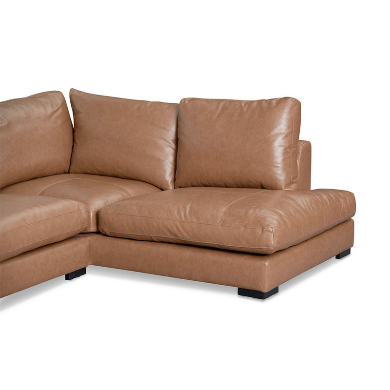 CLC8319-KSO 4 Seater Right Chaise Leather Sofa - Caramel Brown