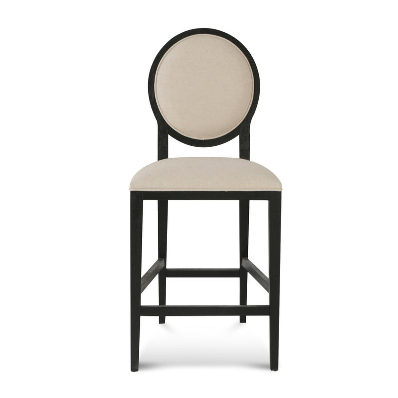 65cm Black Frame Bar Stool - Light Beige (Set of 2)