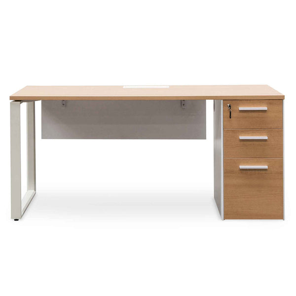 1 Seater Office Desk - Natural and White