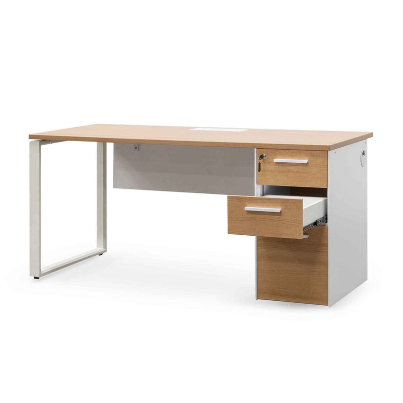 1 Seater Office Desk - Natural and White