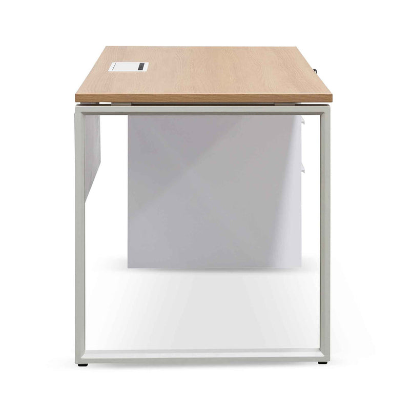 1 Seater Office Desk - Natural and White