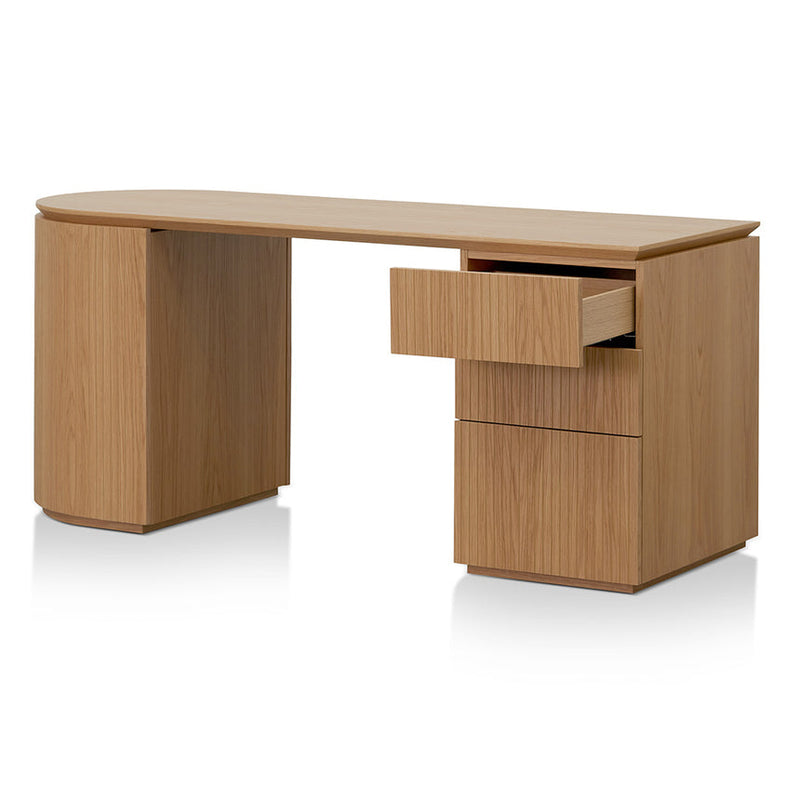 1.77m Right Drawer Office Desk - Black Oak-Natural