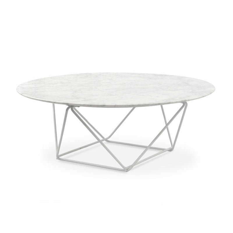 100cm Round Marble Coffee Table With White Base