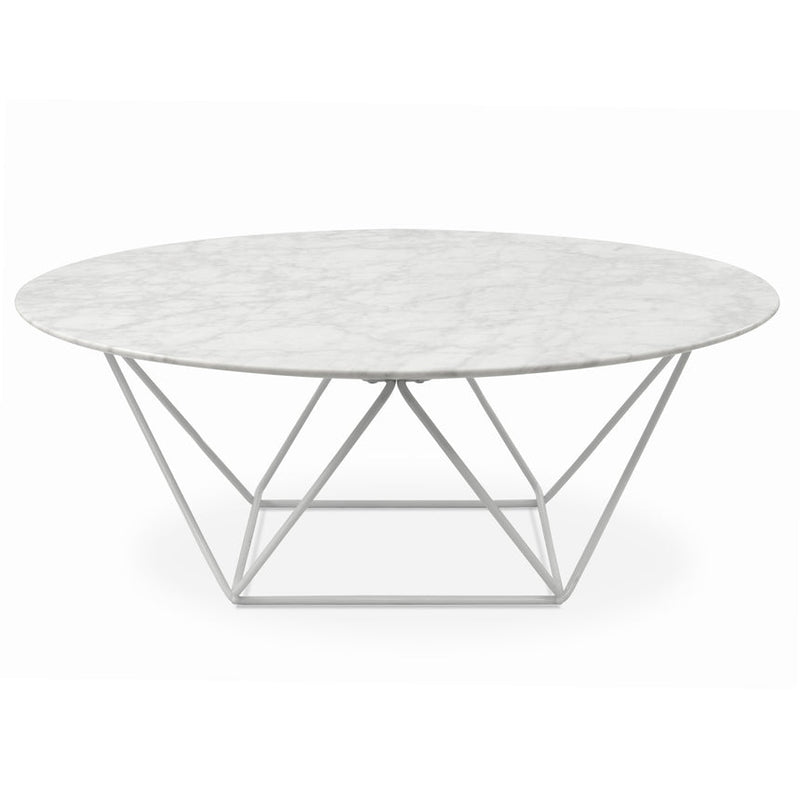 100cm Round Marble Coffee Table With White Base