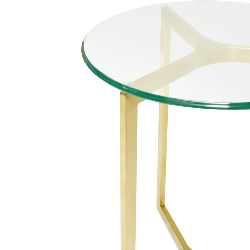 Round Glass Side Table - Gold Base