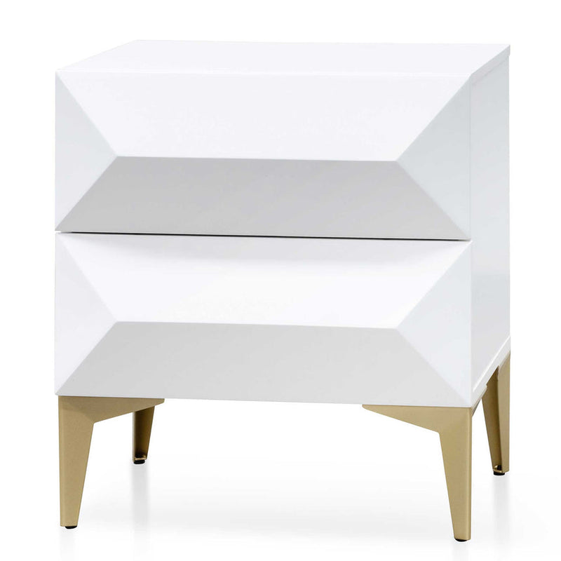 Wooden Side Table - White with Gold Legs