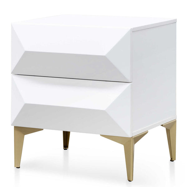 Wooden Side Table - White with Gold Legs