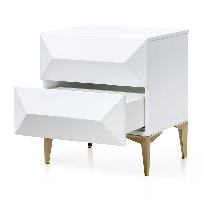 Wooden Side Table - White with Gold Legs