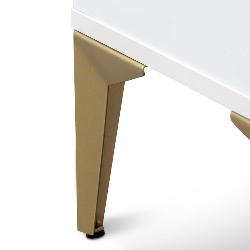 Wooden Side Table - White with Gold Legs