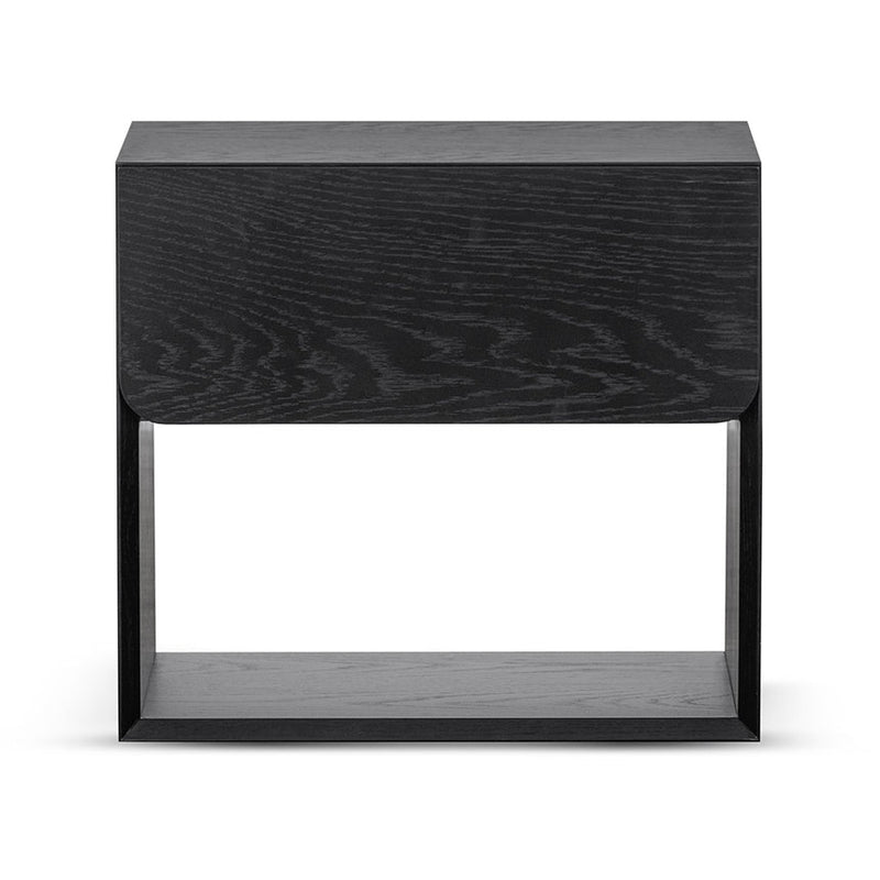 Oak Bedside Table - Black