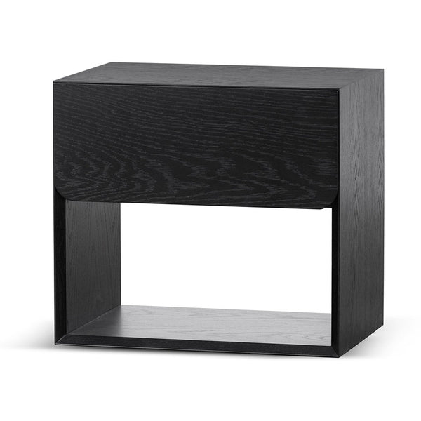 Oak Bedside Table - Black