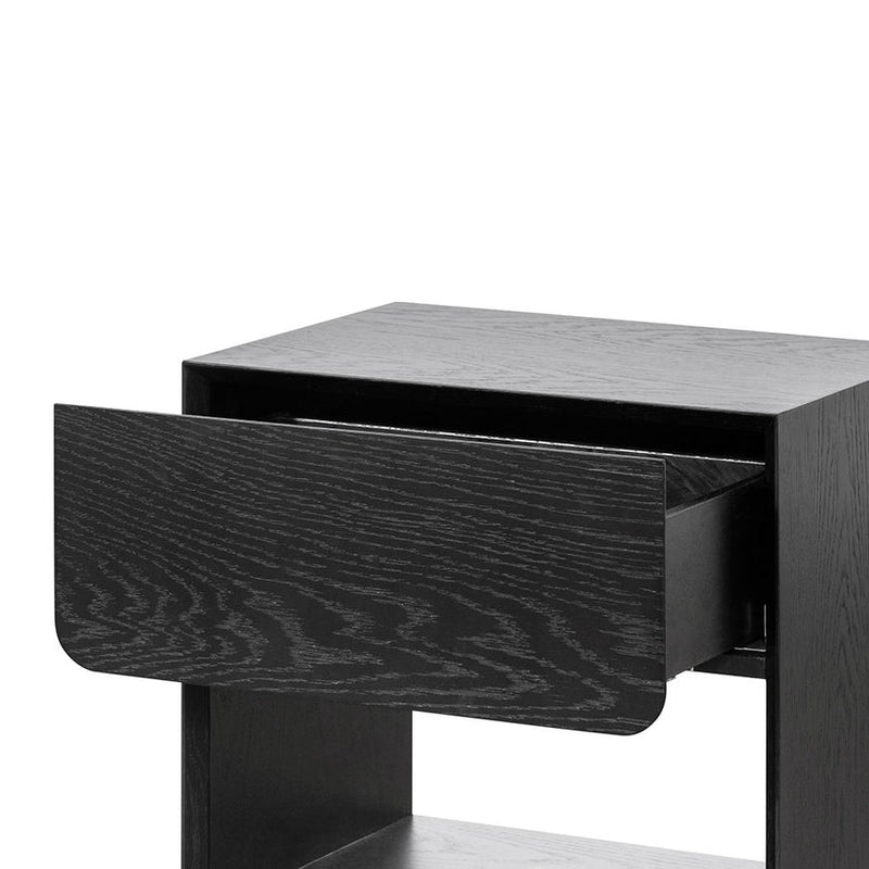 Oak Bedside Table - Black