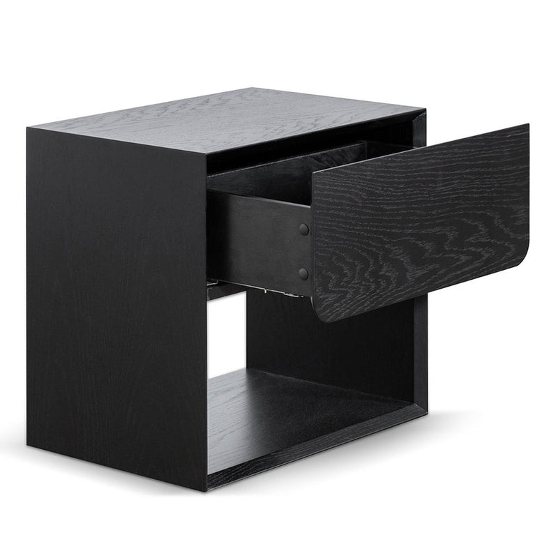 Oak Bedside Table - Black