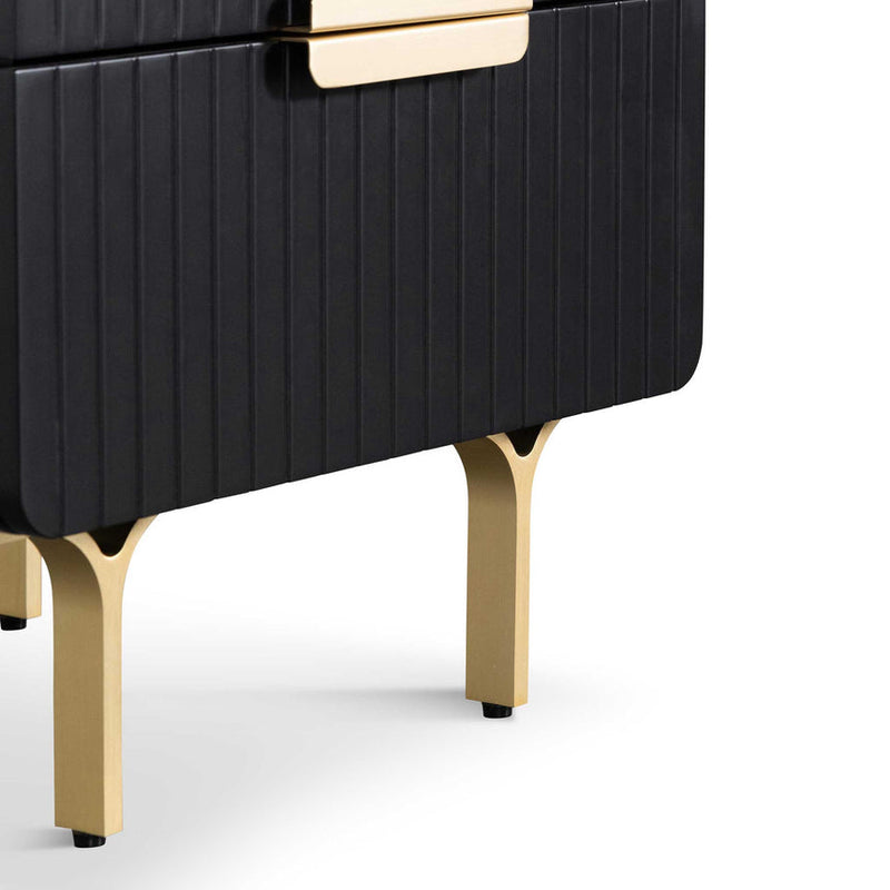 Matte Black Bedside Table - Brass Legs and Handle