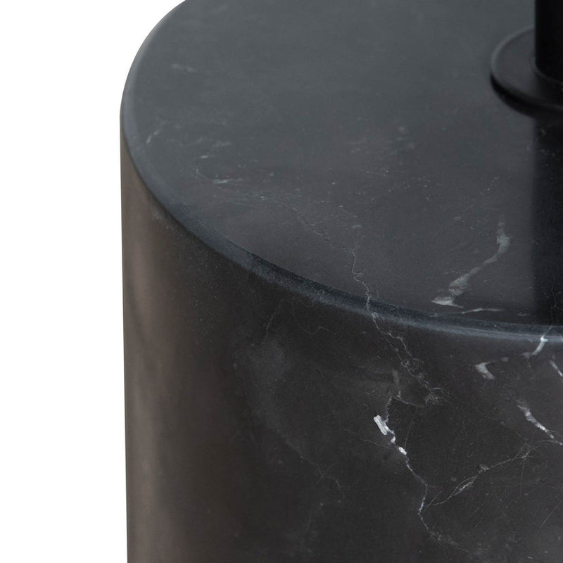 Black Short Side Table - Metal Sheet Top with Marble Base