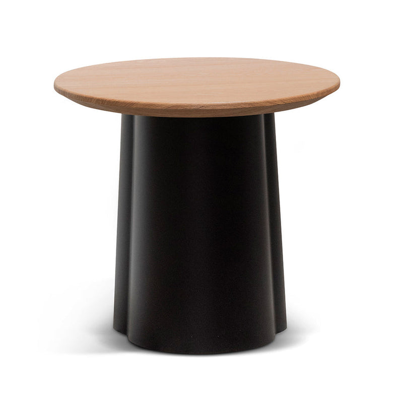 Round Side Table - Black with Natural Top