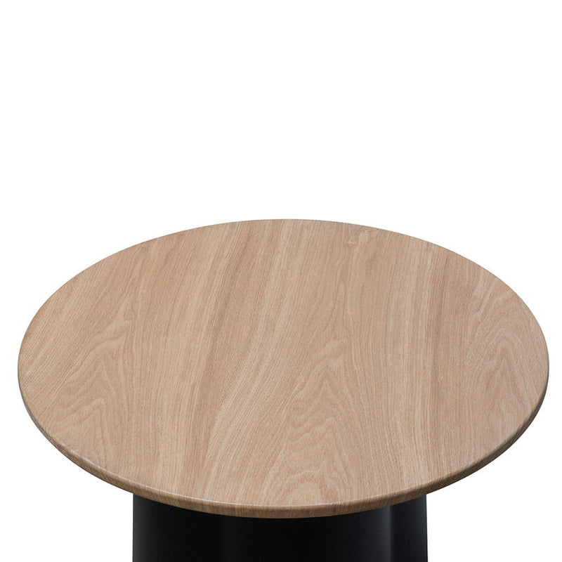 Round Side Table - Black with Natural Top