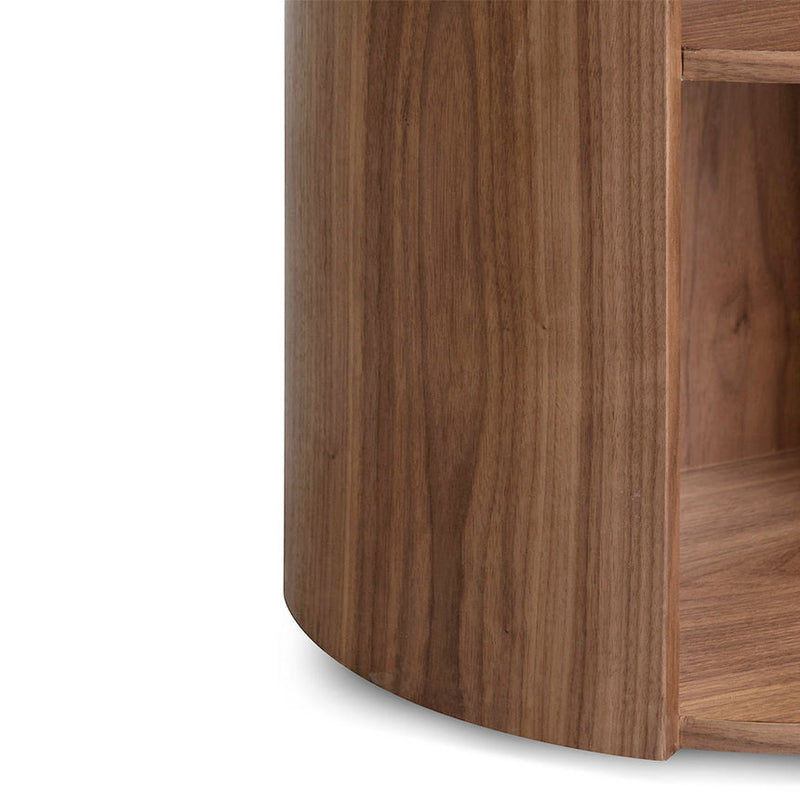 Round Wooden Bedside Table - Walnut