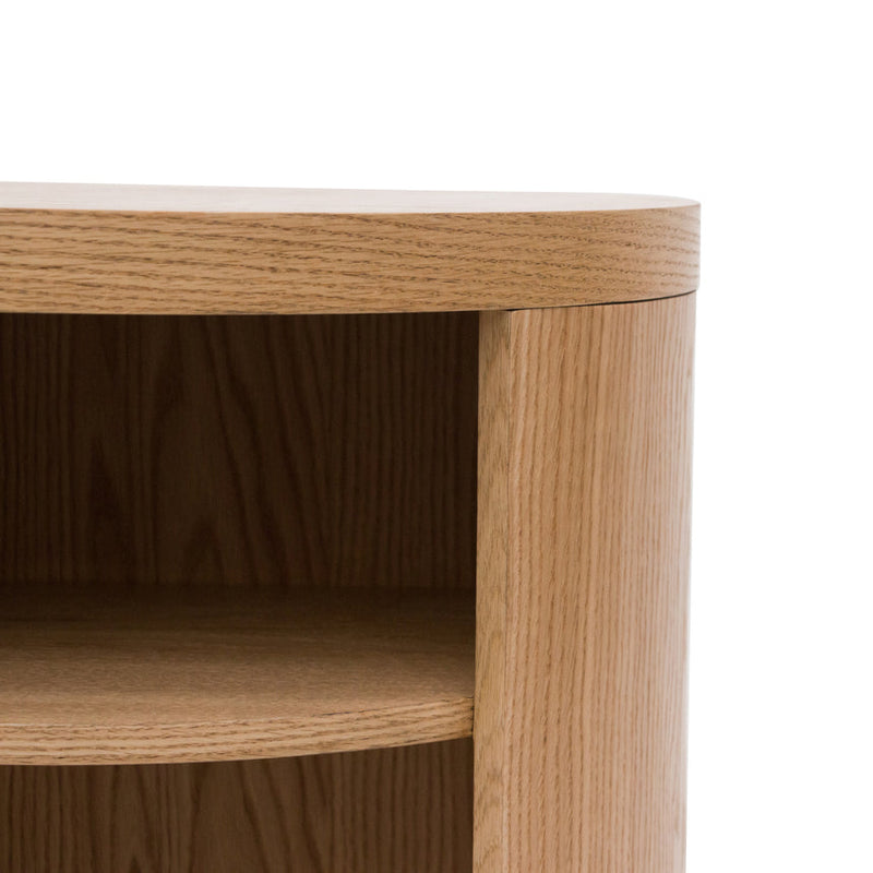 Round Wooden Bedside Table - Walnut