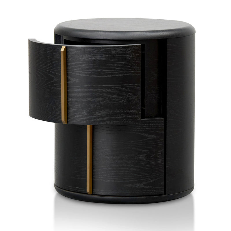 46cm Round Bedside Table - Black