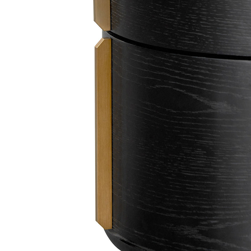 46cm Round Bedside Table - Black