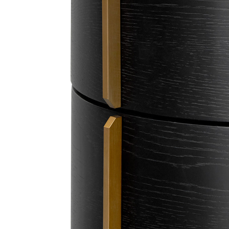 46cm Round Bedside Table - Black