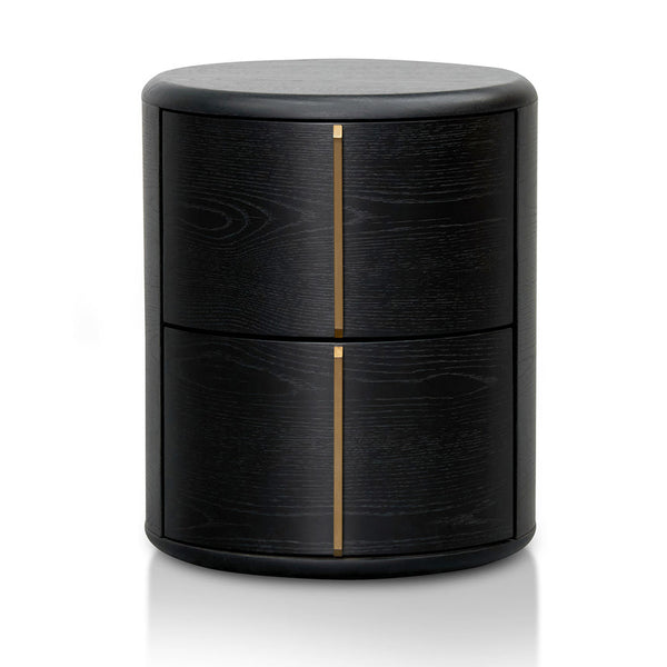 46cm Round Bedside Table - Black