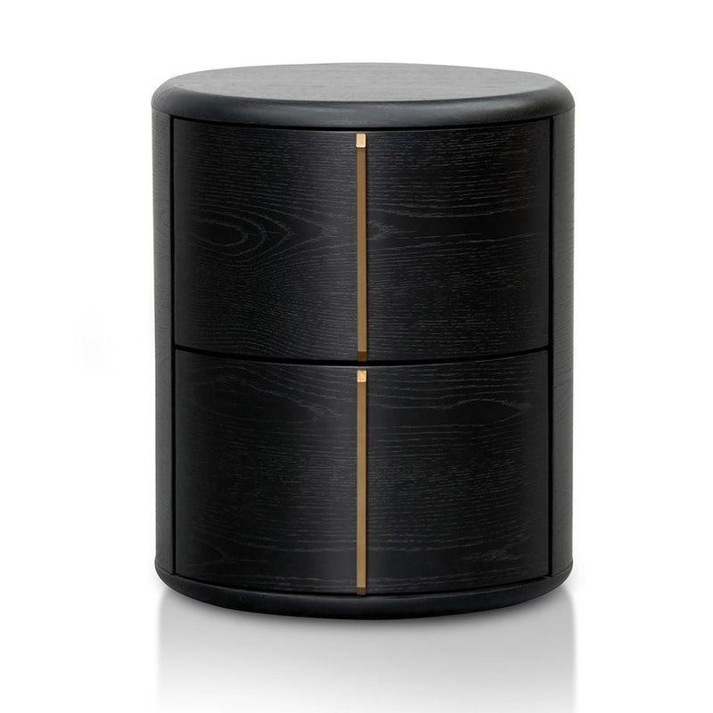 46cm Round Bedside Table - Black