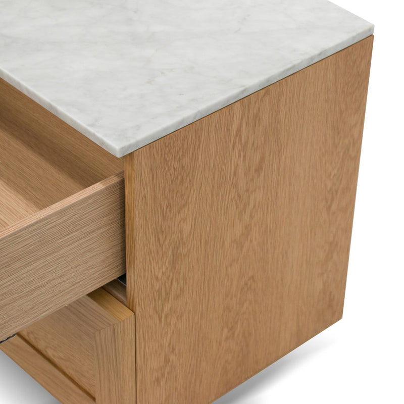 Bedside Table - Natural with Marble Top