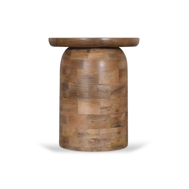 40cm Travertine Top Side Table - Black