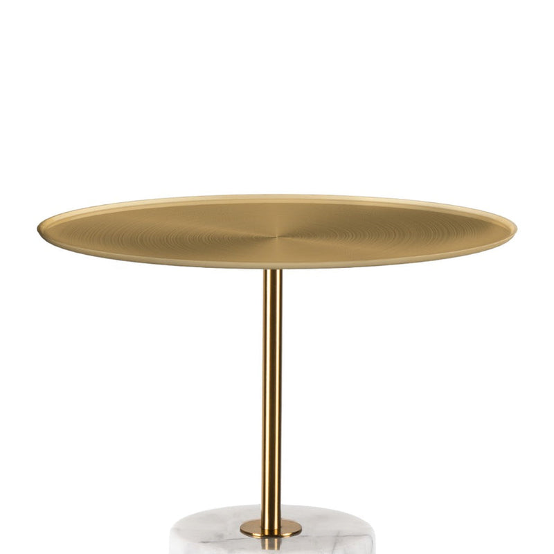 45 cm Brushed Gold Side Table - Faceted Granite Marble