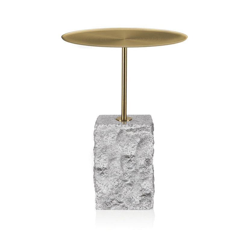 45 cm Brushed Gold Side Table - Carrara Marble