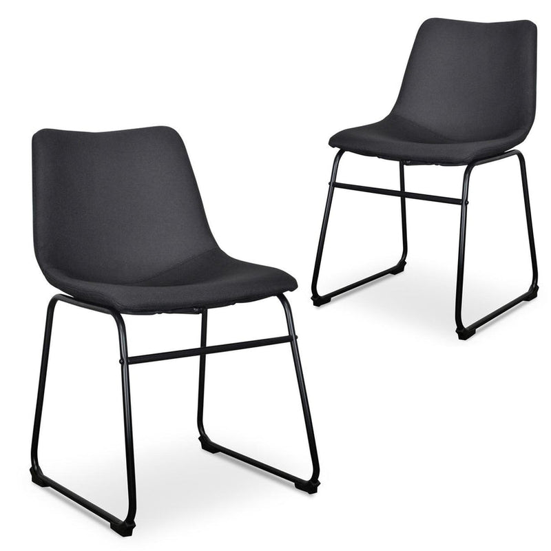 Industrial Dining Chair - Black PU (Set of 2)